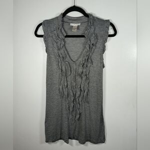 Kenar Gray Ruffled Sleeveless Tank Top
